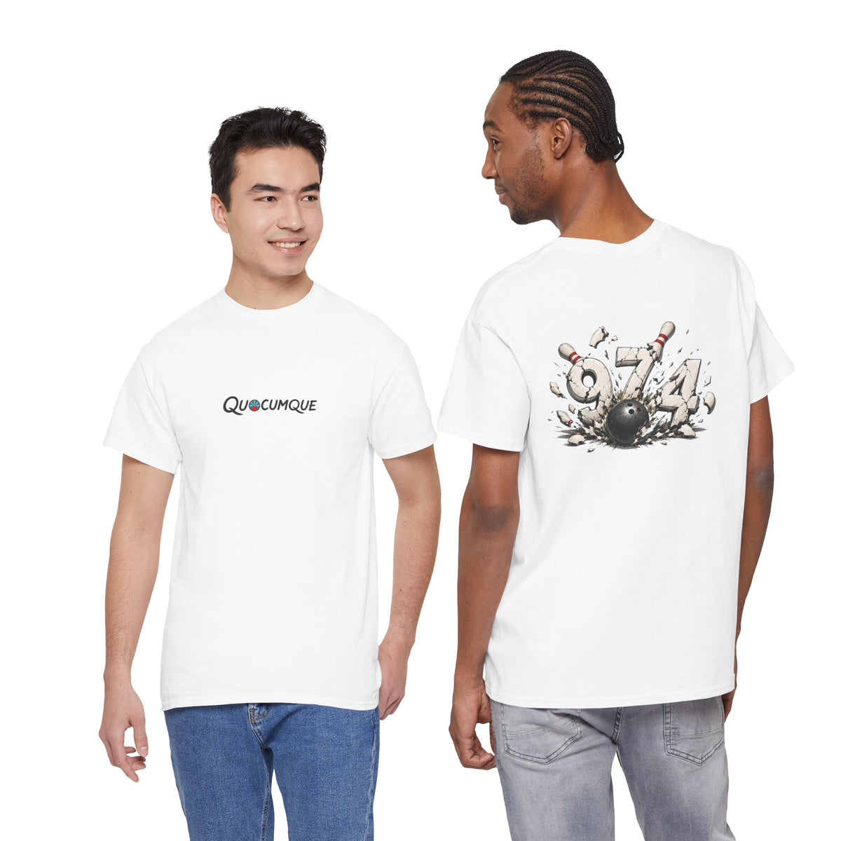 T-shirt " 974 Bowling", Destination Île de La Réunion, Confort Coton, Sobre, Elégant, Souvenir Unique, Vêtement Adulte, Unisexe, Esprit Voyageur
