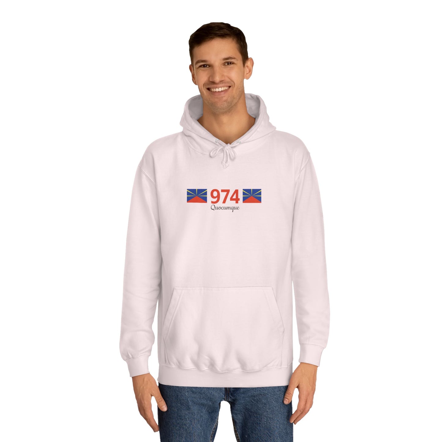 Sweat à Capuche "974" pour Adulte, Hoodie, Unisexe, Élégance, Sobriété, Homme, Femme, Indicatif Réunion, Drapeau Local