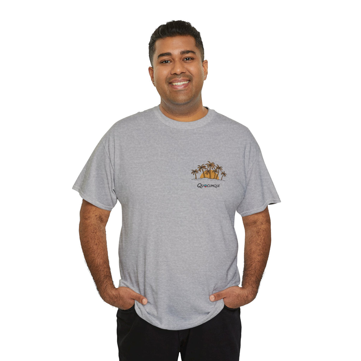 T-shirt " Palmiers", Destination Île de La Réunion, Confort Coton, Sobre, Elégant, Souvenir Unique, Vêtement Adulte, Unisexe, Esprit Voyageur