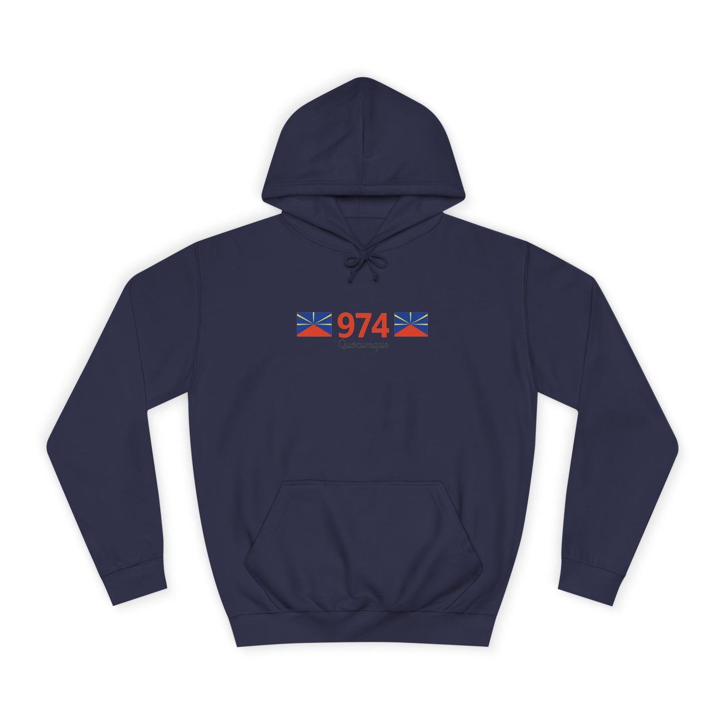Sweat à Capuche "974" pour Adulte, Hoodie, Unisexe, Élégance, Sobriété, Homme, Femme, Indicatif Réunion, Drapeau Local