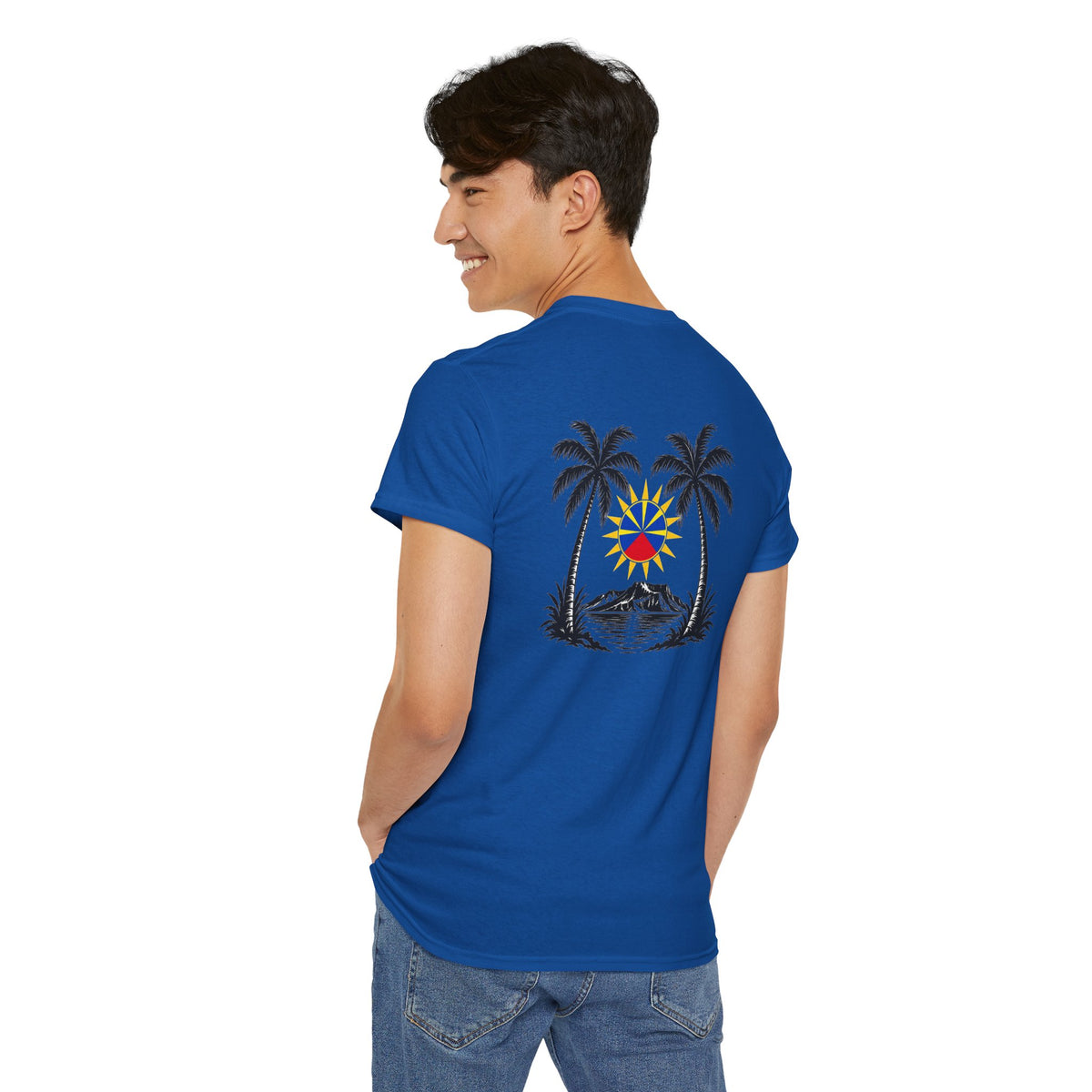 T-shirt " Palmiers", Destination Île de La Réunion, Confort Coton, Sobre, Elégant, Souvenir Unique, Vêtement Adulte, Unisexe, Esprit Voyageur