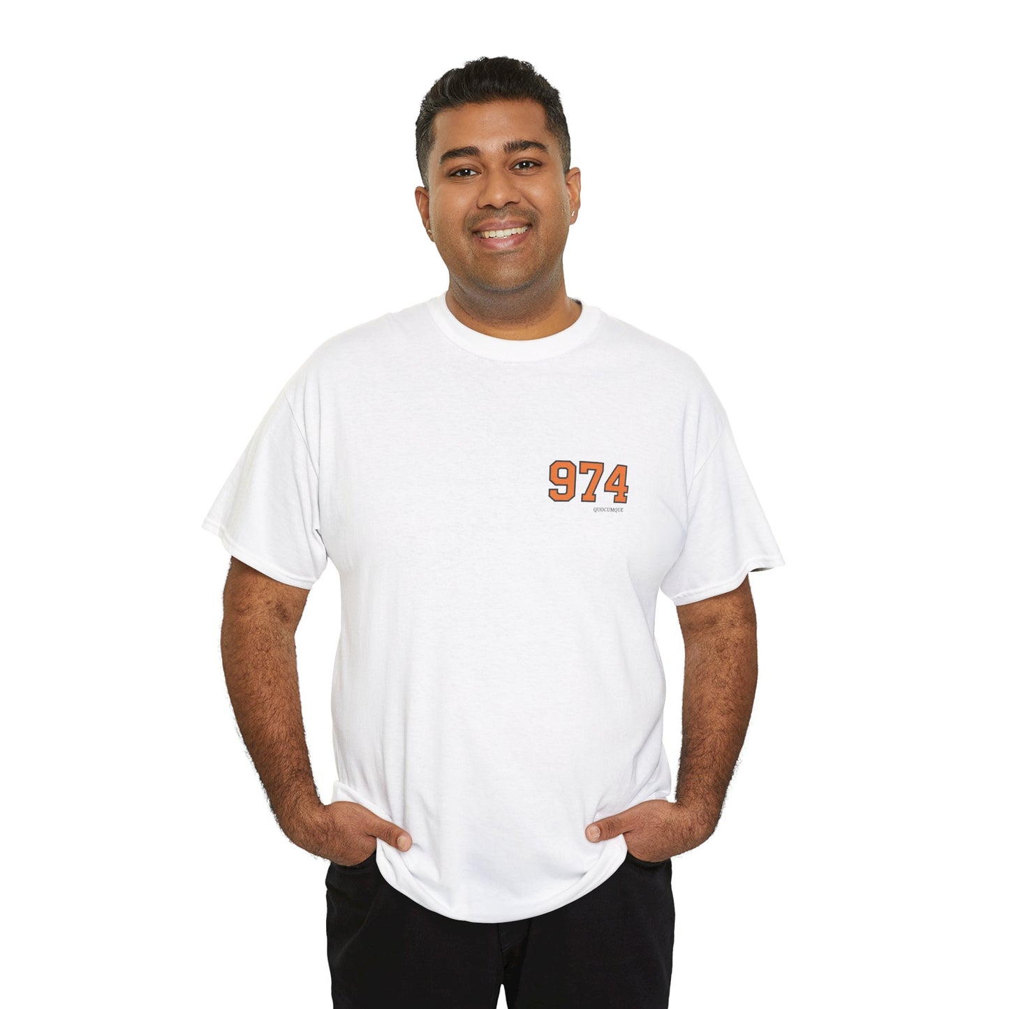 T-shirt " 974 ", Destination Île de La Réunion, Discret, Confort Coton, Sobre, Elégant, Souvenir Unique, Vêtement Adulte, Unisexe, Esprit Voyageur