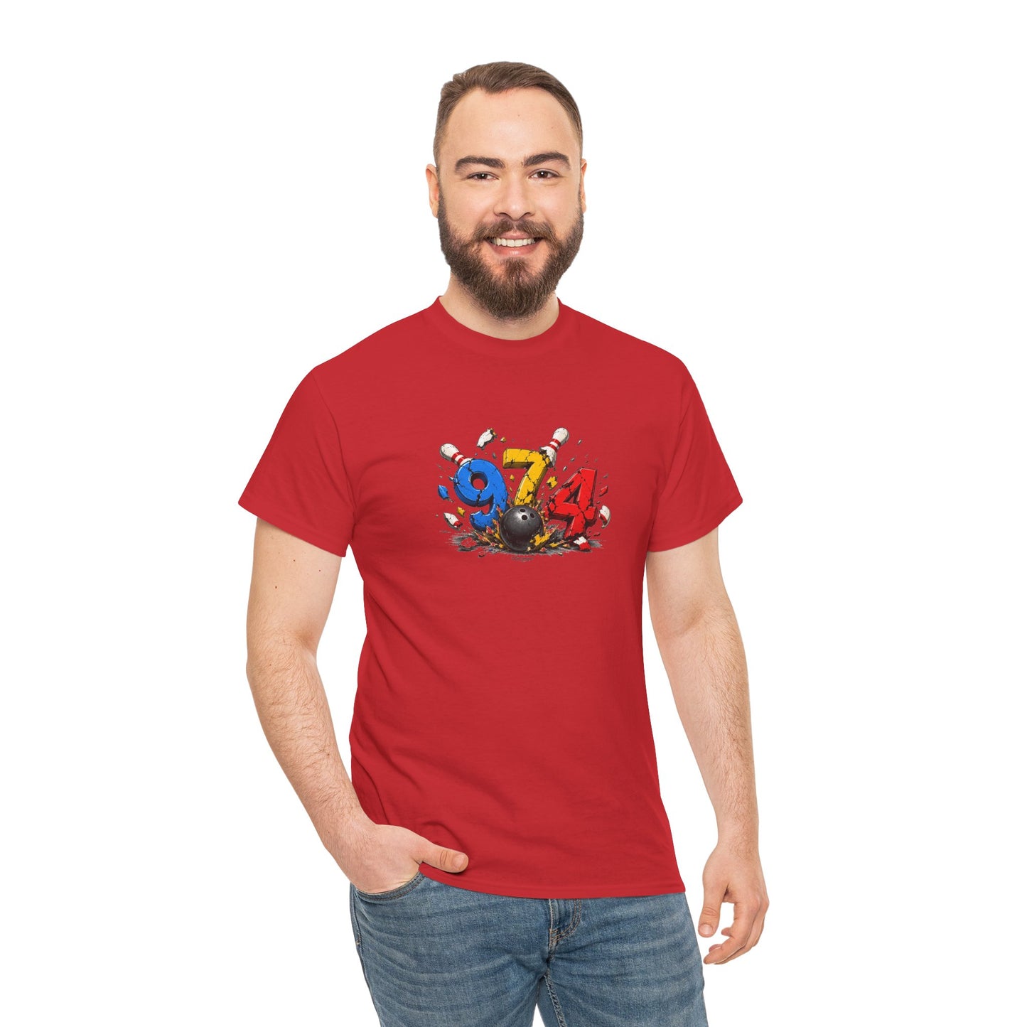 T-shirt " 974 Bowling ", Destination Île de La Réunion, Confort Coton, Sobre, Elégant, Souvenir Unique, Vêtement Adulte, Unisexe, Esprit Voyageur