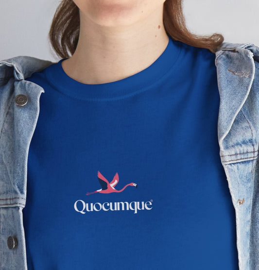 T-shirt Quocumque "Flamand Rose", Adulte, Confort Coton, Sobre, Elégant, Souvenir Unique, Cadeau, Unisexe, Classique, Rose éclatant, Femme