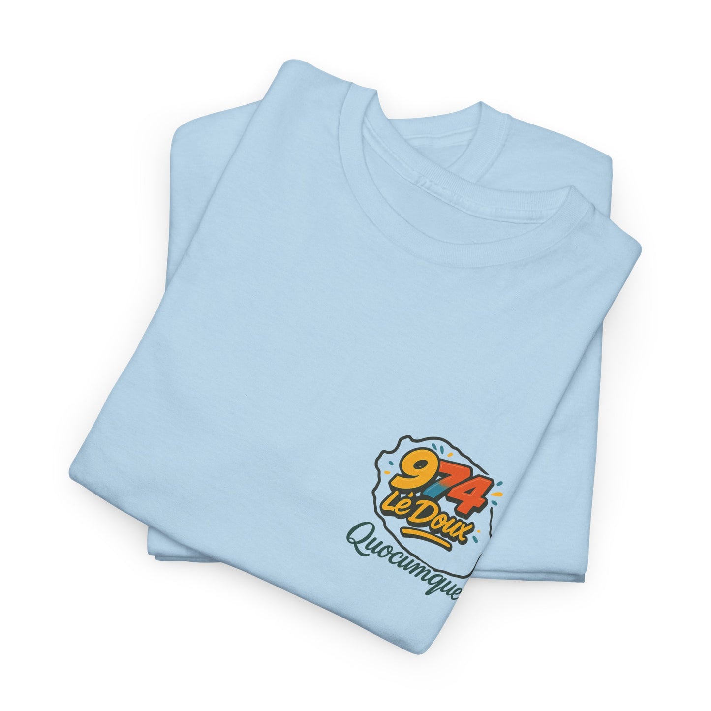 T-shirt "974 Lé Doux", Destination Île de La Réunion, Confort Coton, Sobre, Elégant, Souvenir Unique, Cadeau, Unisexe, Esprit Voyageur