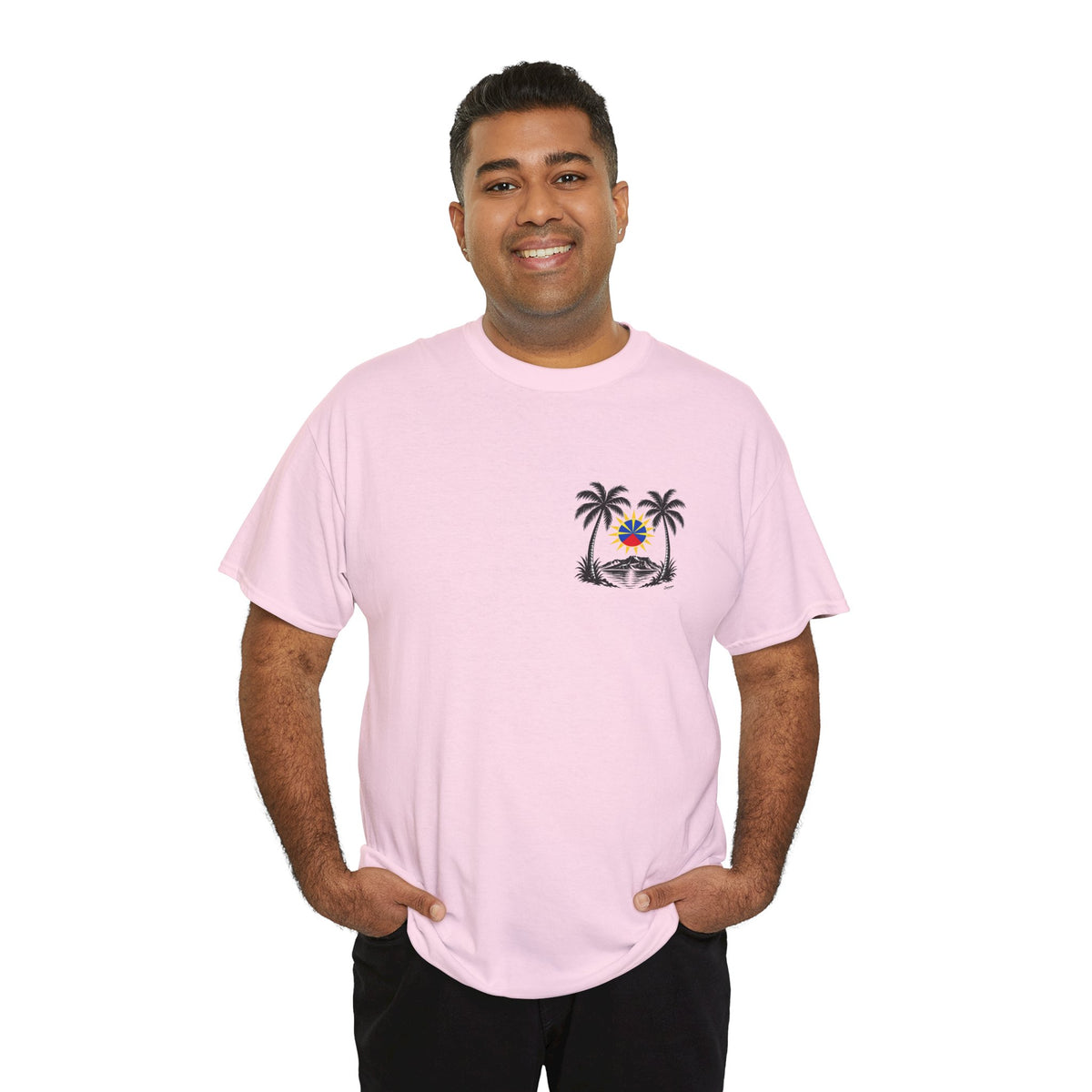 T-shirt Quocumque, "Palmiers", Discret, Île de La Réunion, Confort Coton, Elégant, Souvenir Unique, Cadeau, Unisexe, Esprit Voyageur, Créole, Bourbon