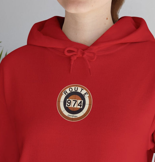 Sweat-Shirt à Capuche Collection " Route 974", Exotisme, Adulte, Homme, Femme, Sportive, Sportif, Décontracté, Classique, Destination La Réunion