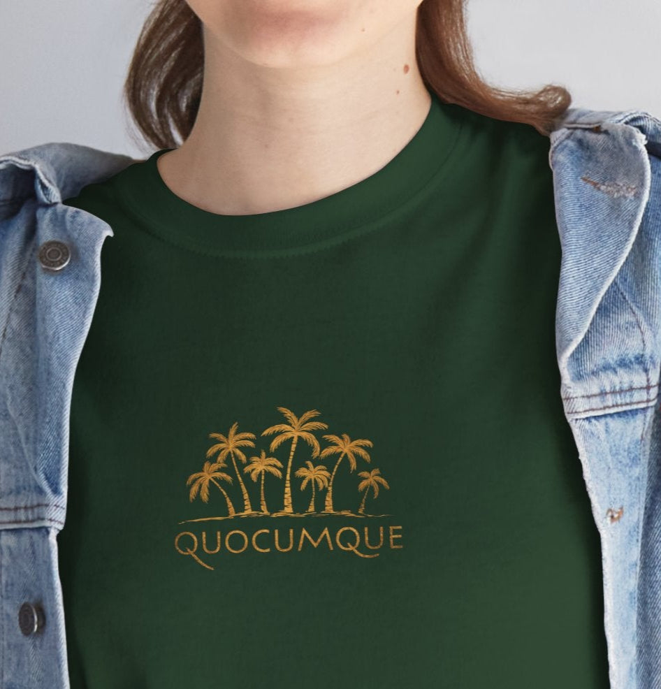 T-shirt Quocumque, Palmiers, Cocotiers, Confort Coton, Souvenir Unique, Cadeau, Unisexe, Homme, Femme, Vacances, Îles, Plage, Mer,