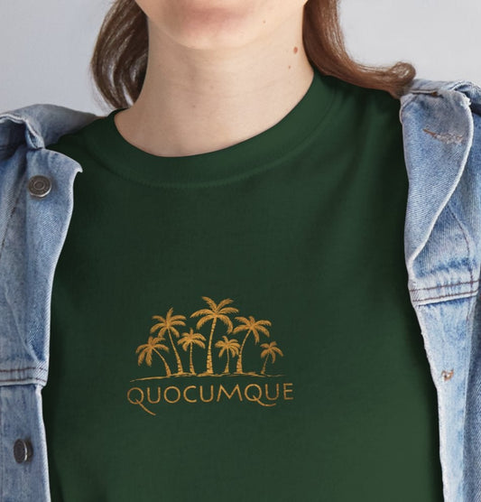 T-shirt Quocumque, Palmiers, Cocotiers, Confort Coton, Souvenir Unique, Cadeau, Unisexe, Homme, Femme, Vacances, Îles, Plage, Mer,