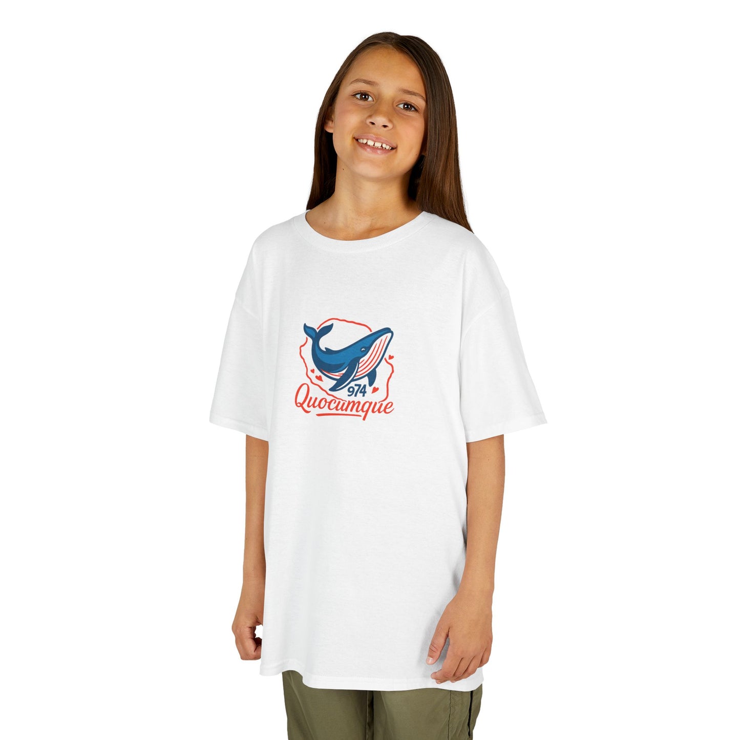 T-shirt Quocumque, "974 Baleine", Douceur Coton,  Pour les enfants de 5-6 ans( Taille XS), Pour les 7-8 ans( taille S), Pour les 9-10 ans( taille M), Pour les 11-12 ans( taille L), Pour les 13-14 ans( taille XLS)