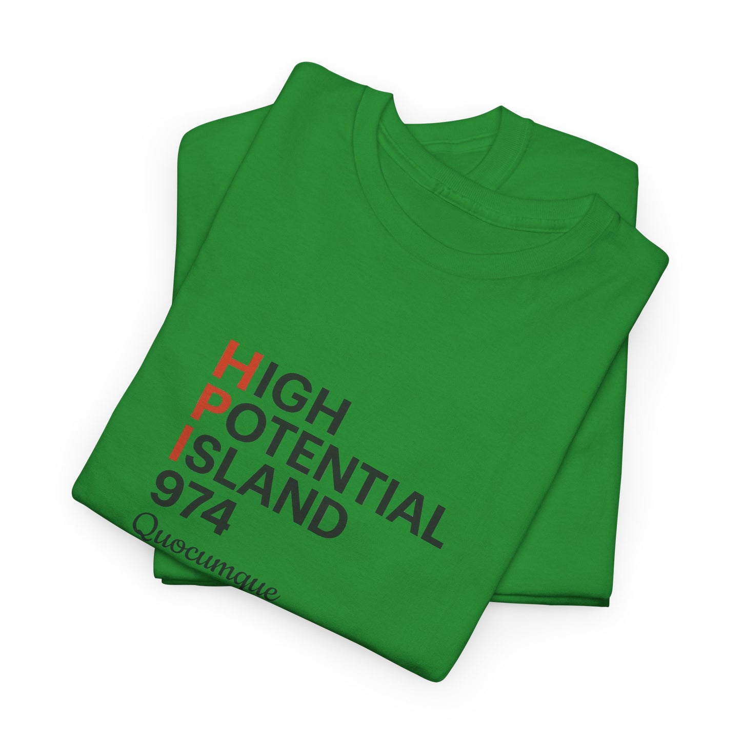T-shirt "HPI anglais", Exotisme, Destination Île de La Réunion, Confort Coton, Sobre, Elégant, Souvenir Unique, Cadeau, Unisexe, Esprit Voyageur