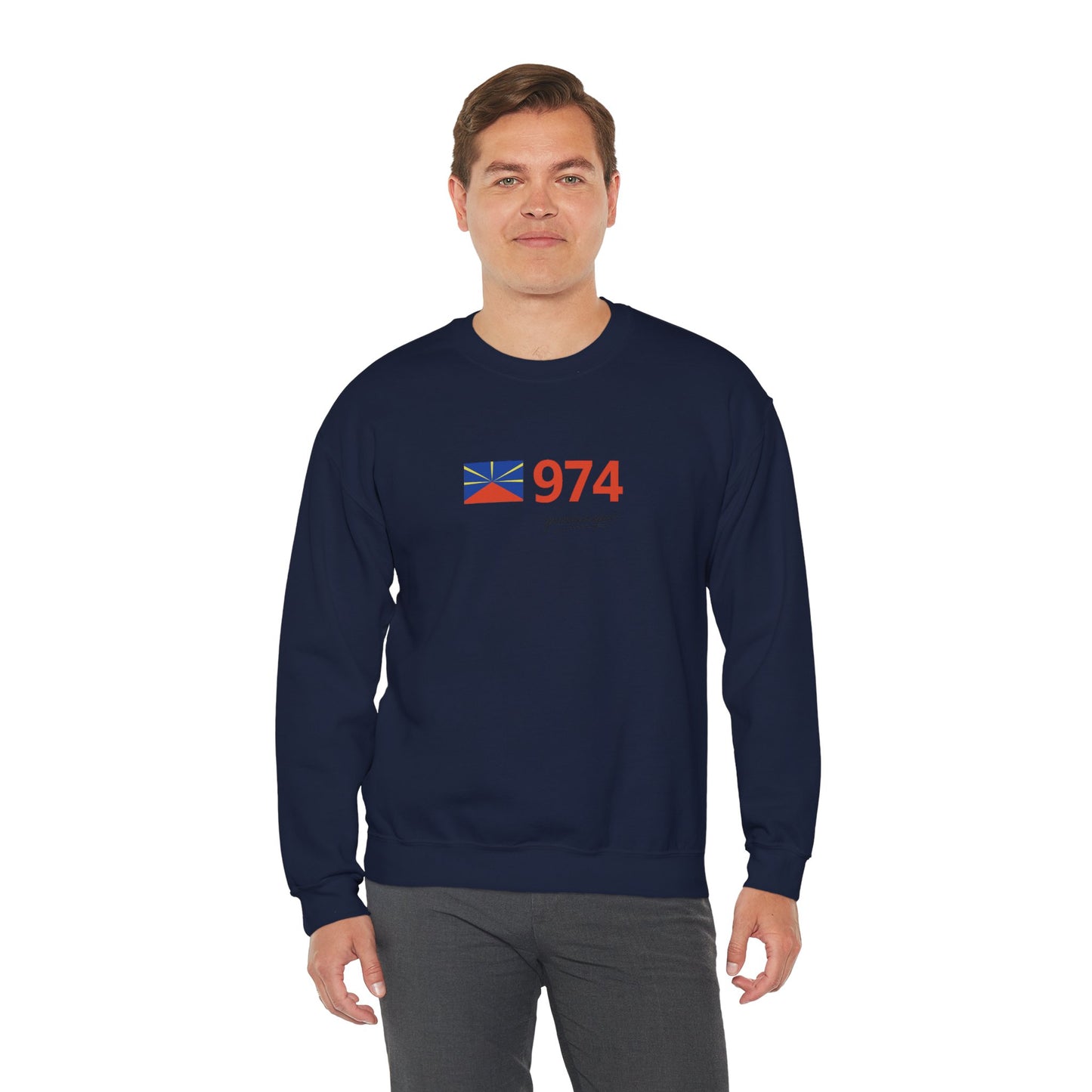 Copy of Sweat Quocumque "974 drapeau", Exotique, Destination Île De La Réunion, Adulte, Homme, Femme, Sportive, Sportif, Décontracté, Drapeau Régional