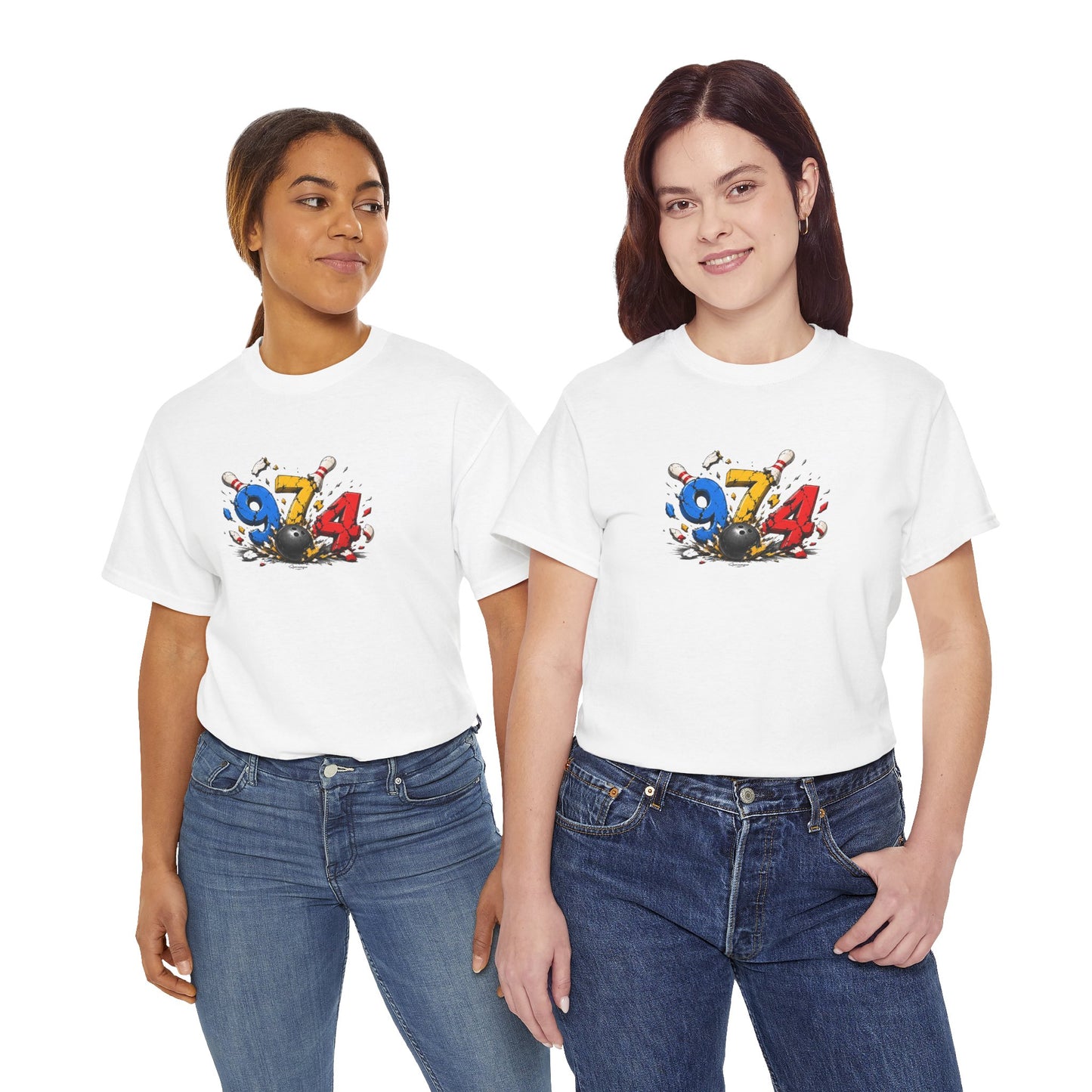 T-shirt " 974 Bowling ", Destination Île de La Réunion, Confort Coton, Sobre, Elégant, Souvenir Unique, Vêtement Adulte, Unisexe, Esprit Voyageur