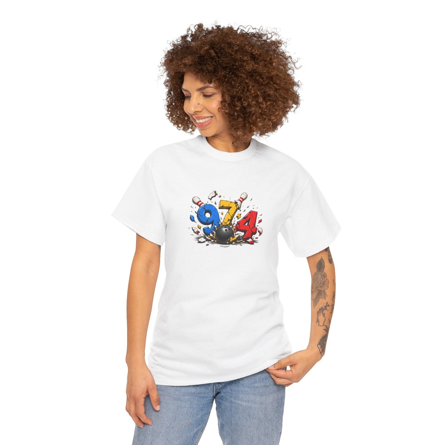 T-shirt " 974 Bowling ", Destination Île de La Réunion, Confort Coton, Sobre, Elégant, Souvenir Unique, Vêtement Adulte, Unisexe, Esprit Voyageur