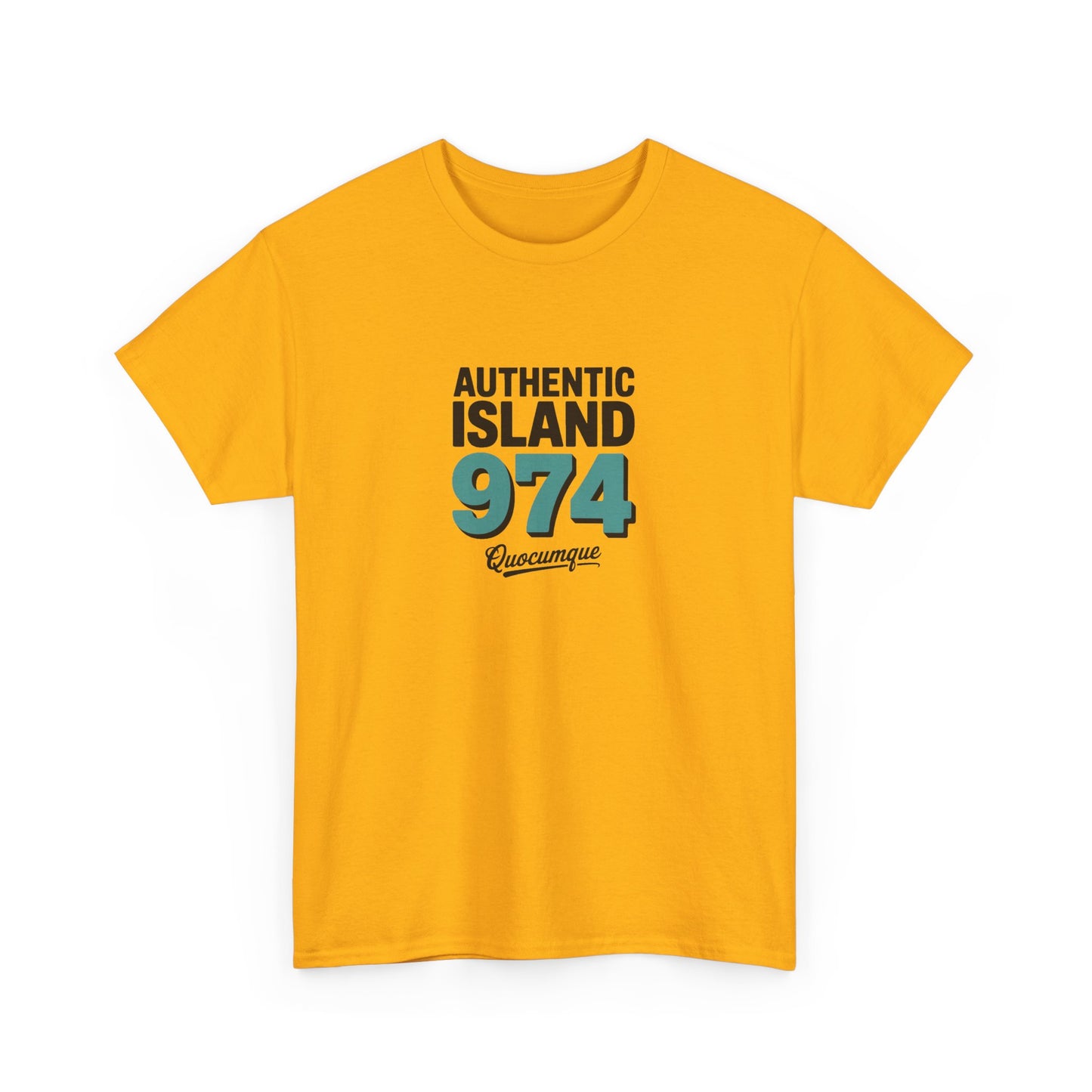 T-shirt " 974 Authentic Island ", Exotisme, Destination Île de La Réunion, Confort Coton, Sobre, Elégant, Souvenir Unique, Cadeau, Unisexe, Esprit Voyageur