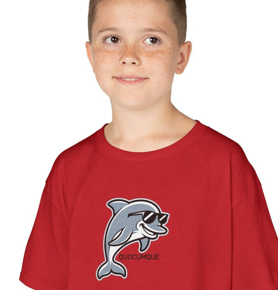 T-shirt Quocumque, Dauphin, Mammifère Marin, Douceur Coton, Pour les enfants de 5-6 ans( Taille XS), Pour les 7-8 ans( taille S), Pour les 9-10 ans( taille M), Pour les 11-12 ans( taille L), Pour les 13-14 ans( taille XL)