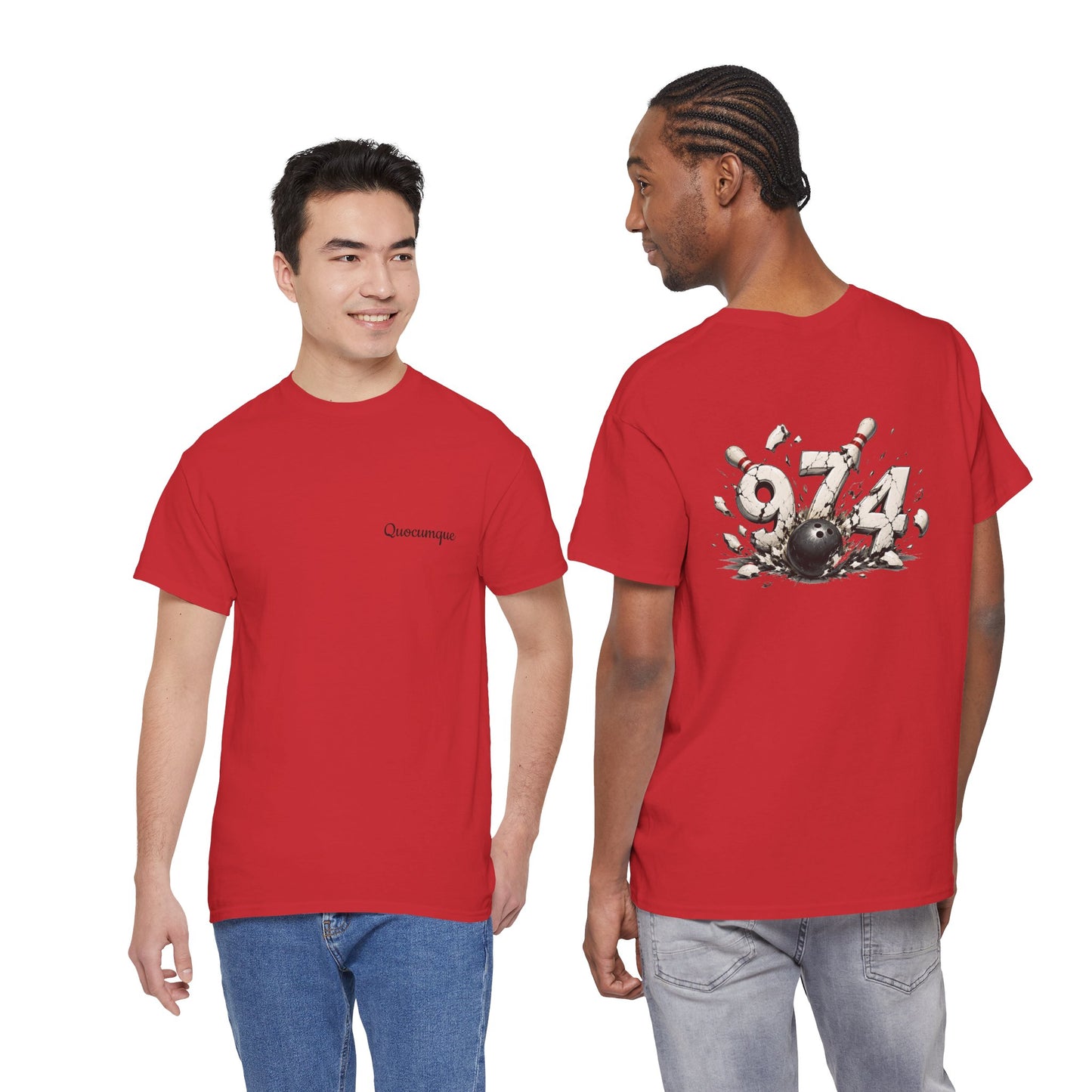 T-shirt " 974 Bowling", Destination Île de La Réunion, Confort Coton, Sobre, Elégant, Souvenir Unique, Vêtement Adulte, Unisexe, Esprit Voyageur