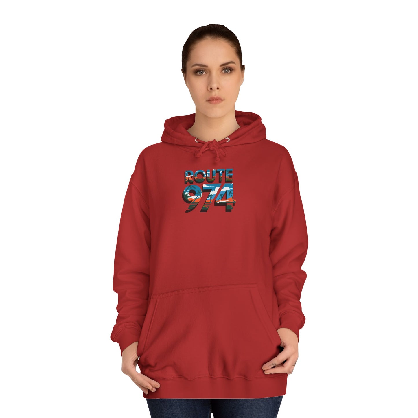 Sweat à Capuche "Route 974" pour Adulte, Hoodie, Unisexe, Élégance, Sobriété, Homme, Femme, Indicatif Réunion