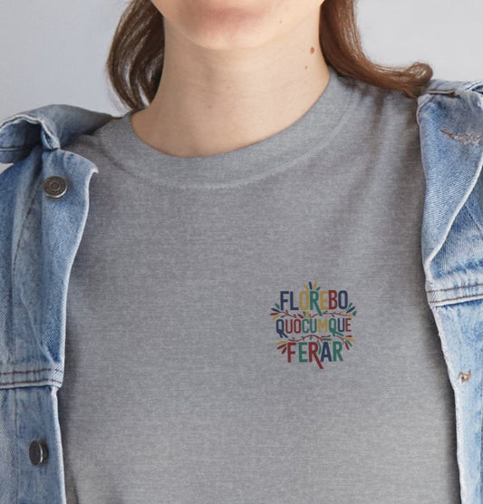 T-shirt Florebo Quocumque Ferar, île de La Réunion, Confort Coton, Sobre, Elégant, Souvenir Unique, Cadeau, Unisexe, Esprit Voyageur, Adulte