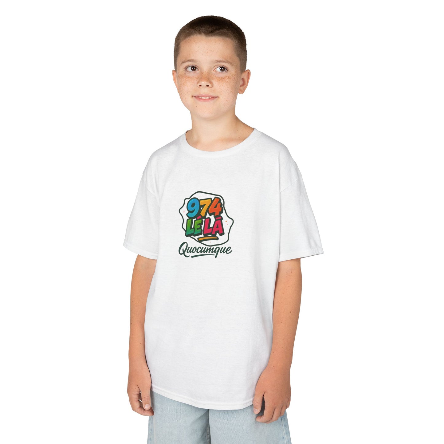 T-shirt "974 Lé Là", Île de La Réunion, Douceur Coton, Pour les enfants de 5-6 ans( Taille XS), Pour les 7-8 ans( taille S), Pour les 9-10 ans( taille M), Pour les 11-12 ans( taille L), Pour les 13-14 ans( taille XLS)