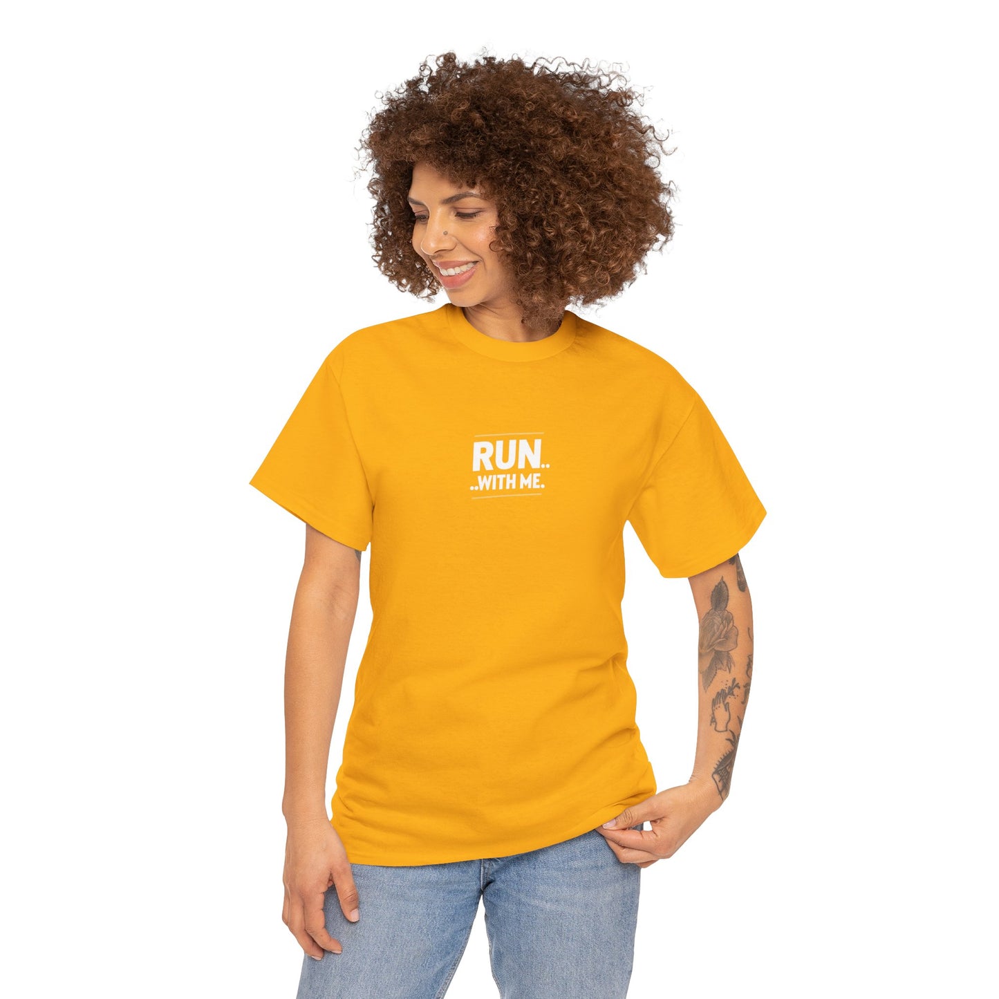 T-shirt Quocumque "RUN With Me", Île de La Réunion, Sobre, Elégant, Souvenir Unique, Cadeau, Unisexe, Esprit Voyageur, Adulte, sportif
