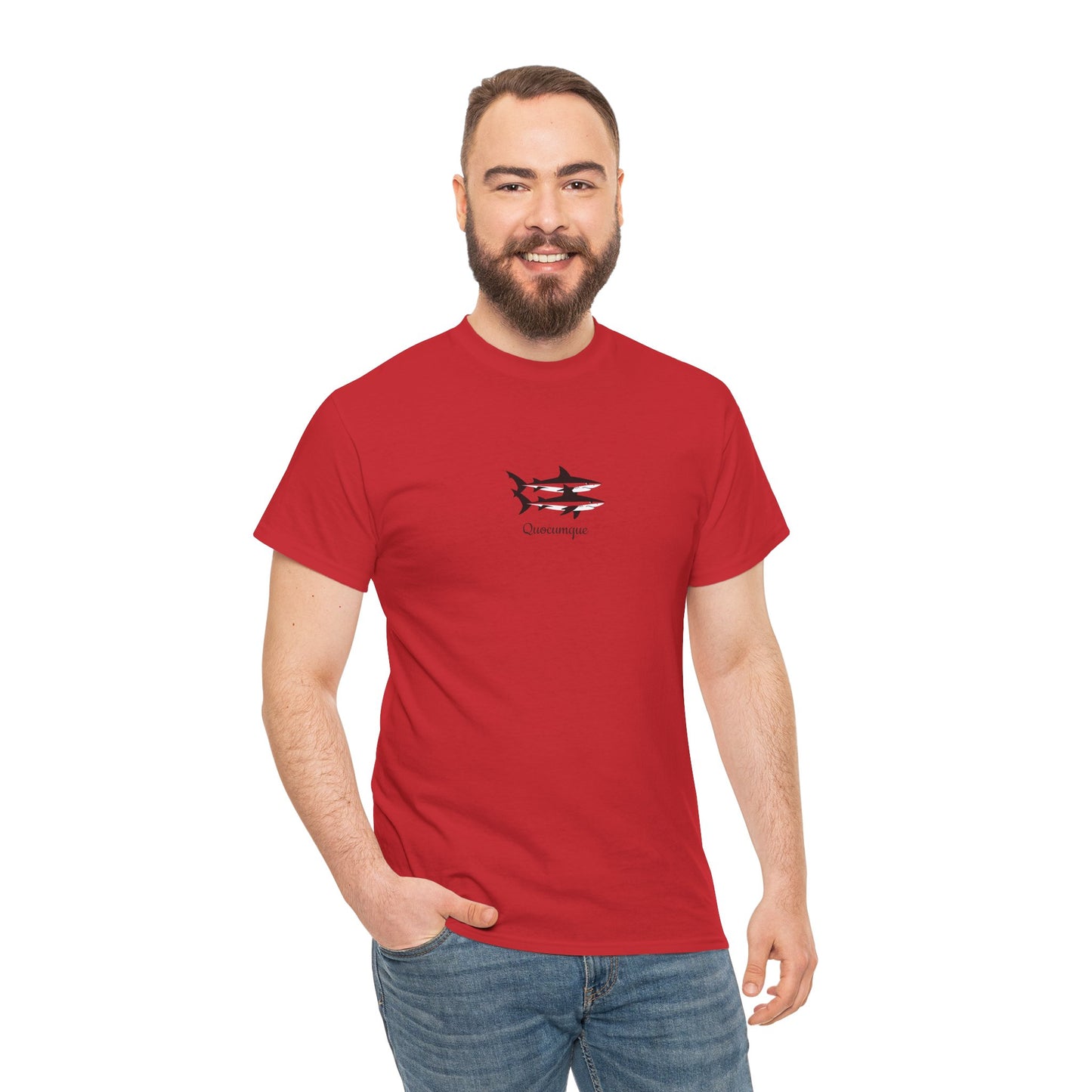 T-shirt Quocumque, Requin Duo, Île de La Réunion, Poissons, Confort Coton, Elégant, Souvenir Unique, Cadeau, Unisexe, Esprit Voyageur, Créole, Bourbon