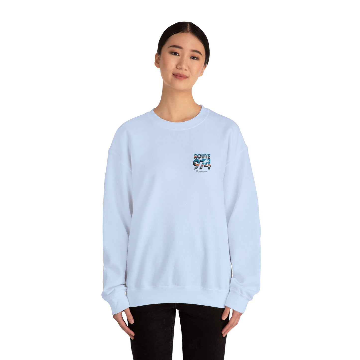 Sweat-Shirt Quocumque "Route 974", Exotique, Destination l'Île De La Réunion, Adulte, Homme, Femme, Sportive, Sportif, Décontracté, Élégant, Classique,