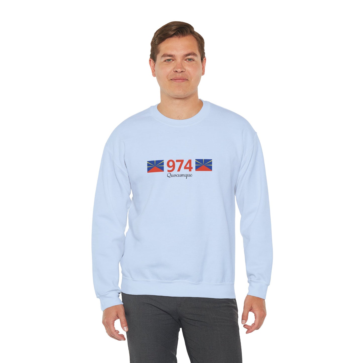 Sweat Quocumque "974", Exotique, Destination Île De La Réunion, Adulte, Homme, Femme, Sportive, Sportif, Décontracté, Drapeau Régional