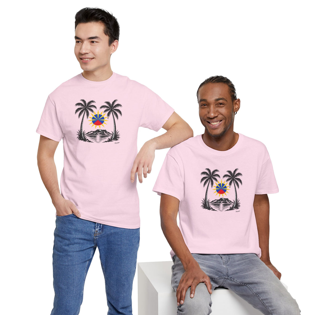 T-shirt Quocumque, "Palmiers", Île de La Réunion, Confort Coton, Elégant, Souvenir Unique, Cadeau, Unisexe, Esprit Voyageur, Créole, Bourbon