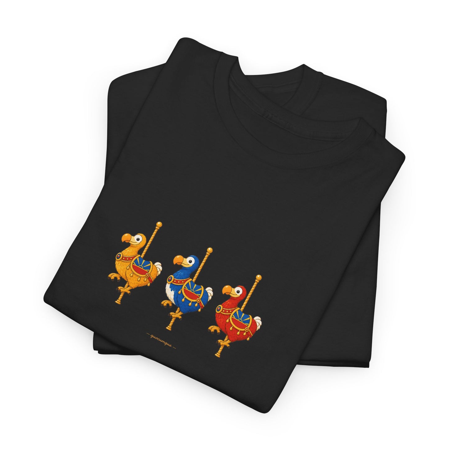 T-shirt Quocumque " Carrousel", Île de La Réunion, Confort Coton, Elégant, Souvenir Unique, Cadeau, Unisexe, Esprit Voyageur, Créole, Bourbon