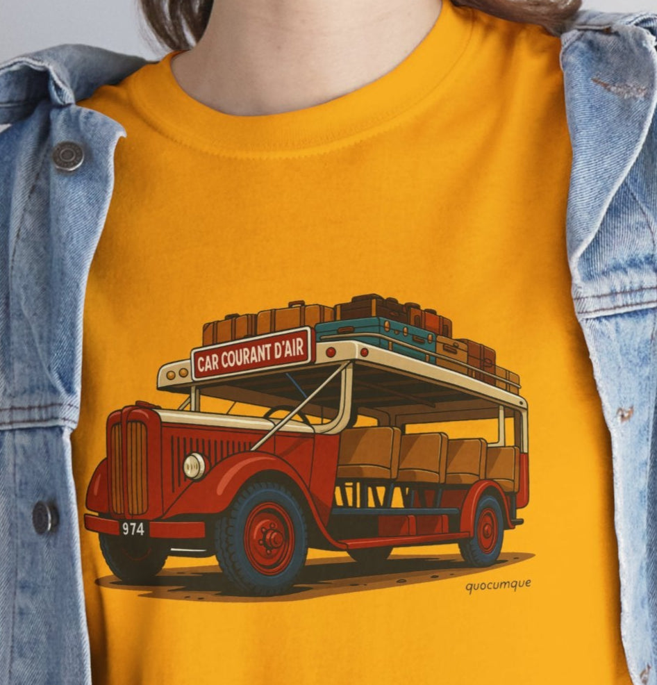 T-shirt "Car Courant d'Air, Exotisme, Destination Île de La Réunion, Confort Coton, Sobre, Elégant, Souvenir Unique, Cadeau, Unisexe, Esprit Voyageur