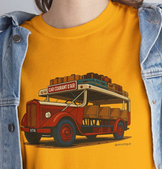 T-shirt "Car Courant d'Air, Exotisme, Destination Île de La Réunion, Confort Coton, Sobre, Elégant, Souvenir Unique, Cadeau, Unisexe, Esprit Voyageur