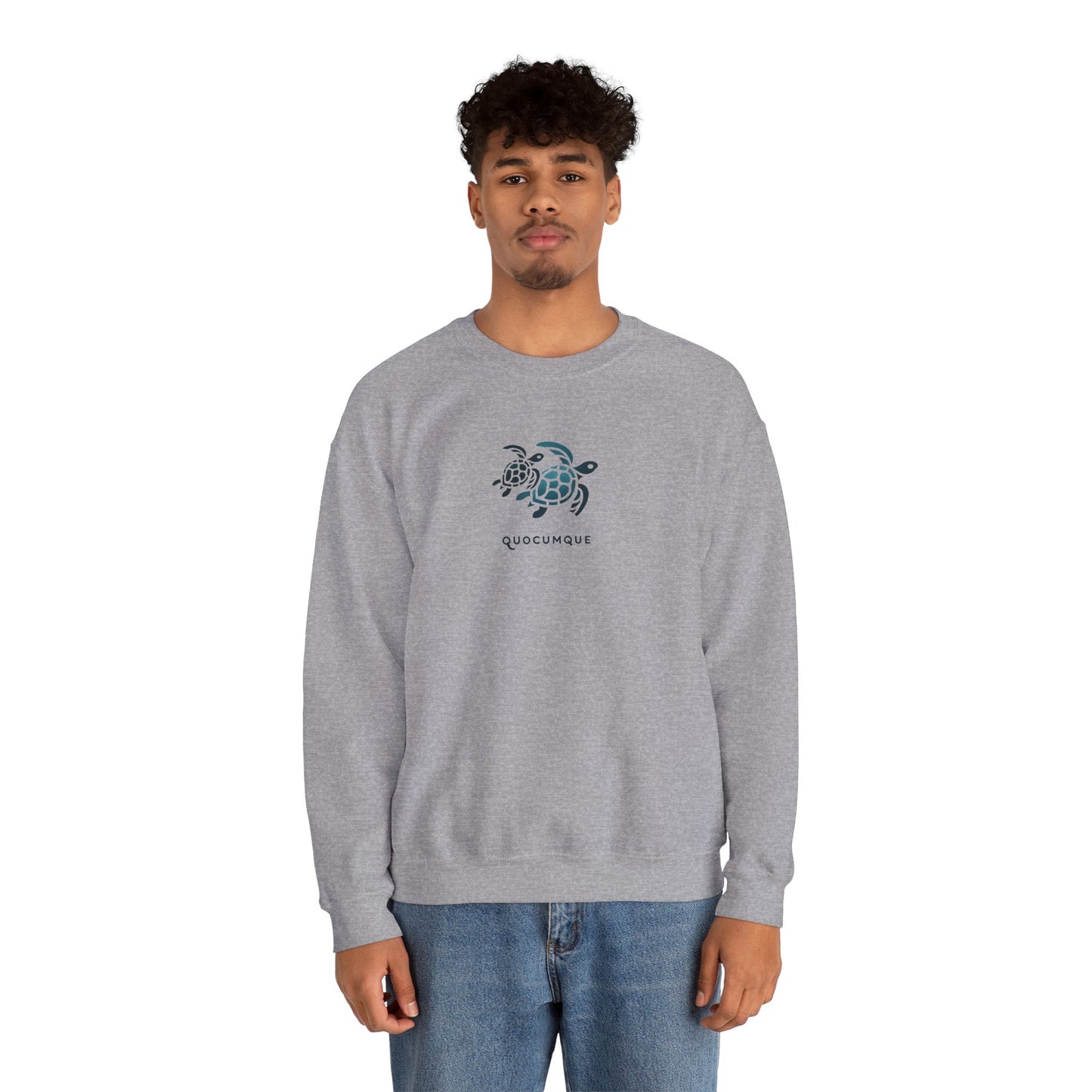 Sweat-Shirt Quocumque "Tortue Marine", Destination l'Île De La Réunion, Adulte, Homme, Femme, Sportive, Sportif, Décontracté, Élégant, Classique, Mer