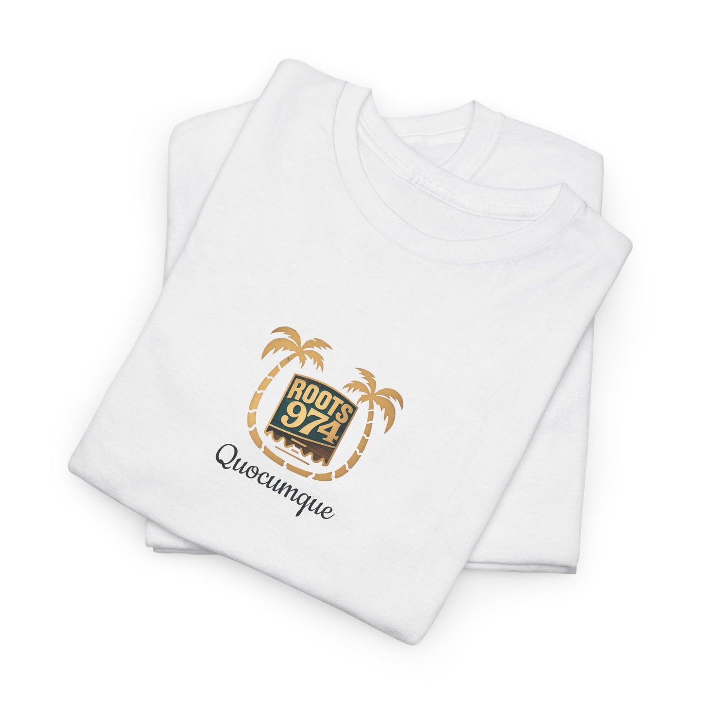 T-shirt "Roots 974", Exotisme, Destination Île de La Réunion, Confort Coton, Sobre, Elégant, Souvenir Unique, Cadeau, Unisexe, Esprit Voyageur