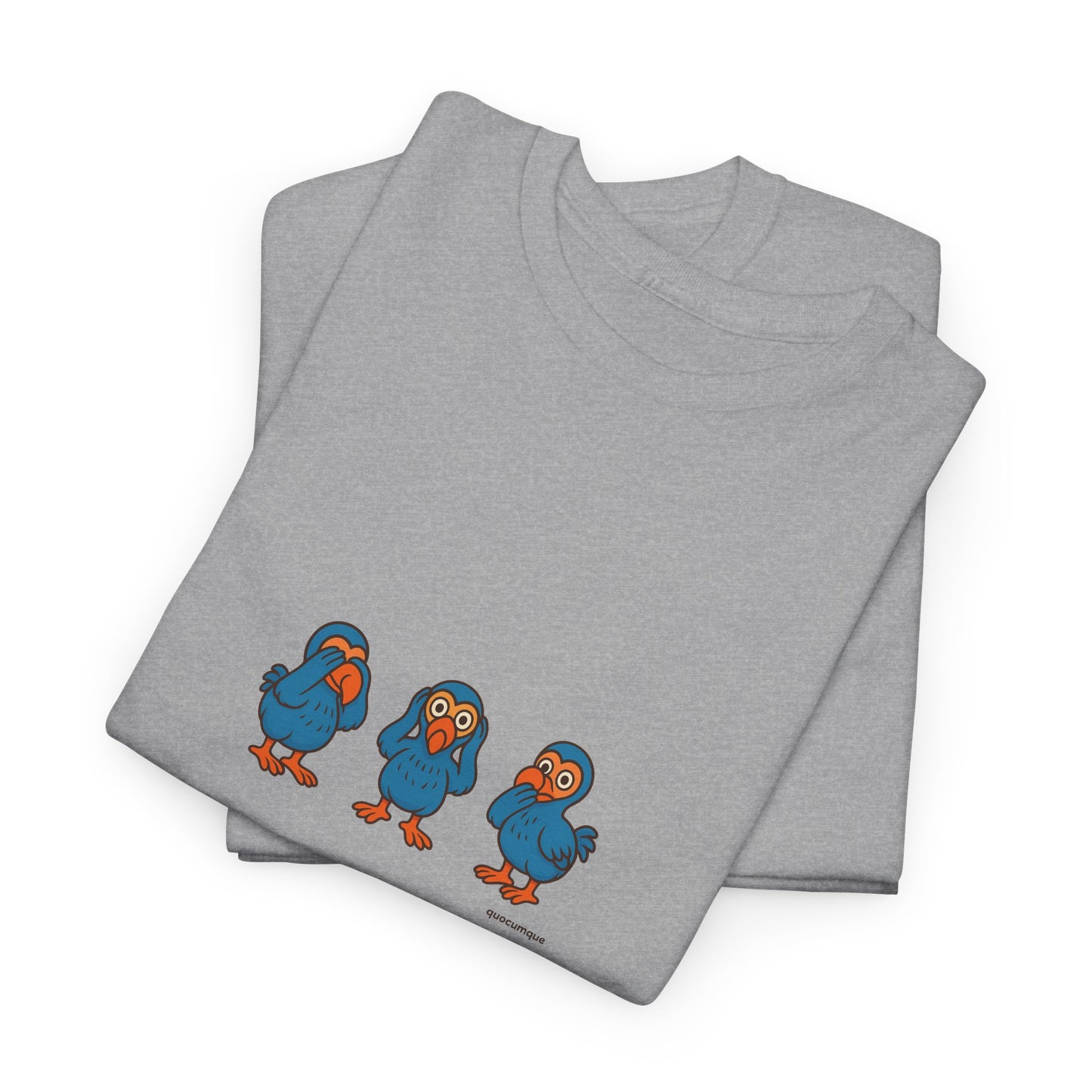 T-shirt Quocumque, "3 Dodos de la Sagesse", Confort, Souvenir Unique, Cadeau, Unisexe, Délicatesse, Homme, Femme, Adulte, Sportif, Liberté, Détente