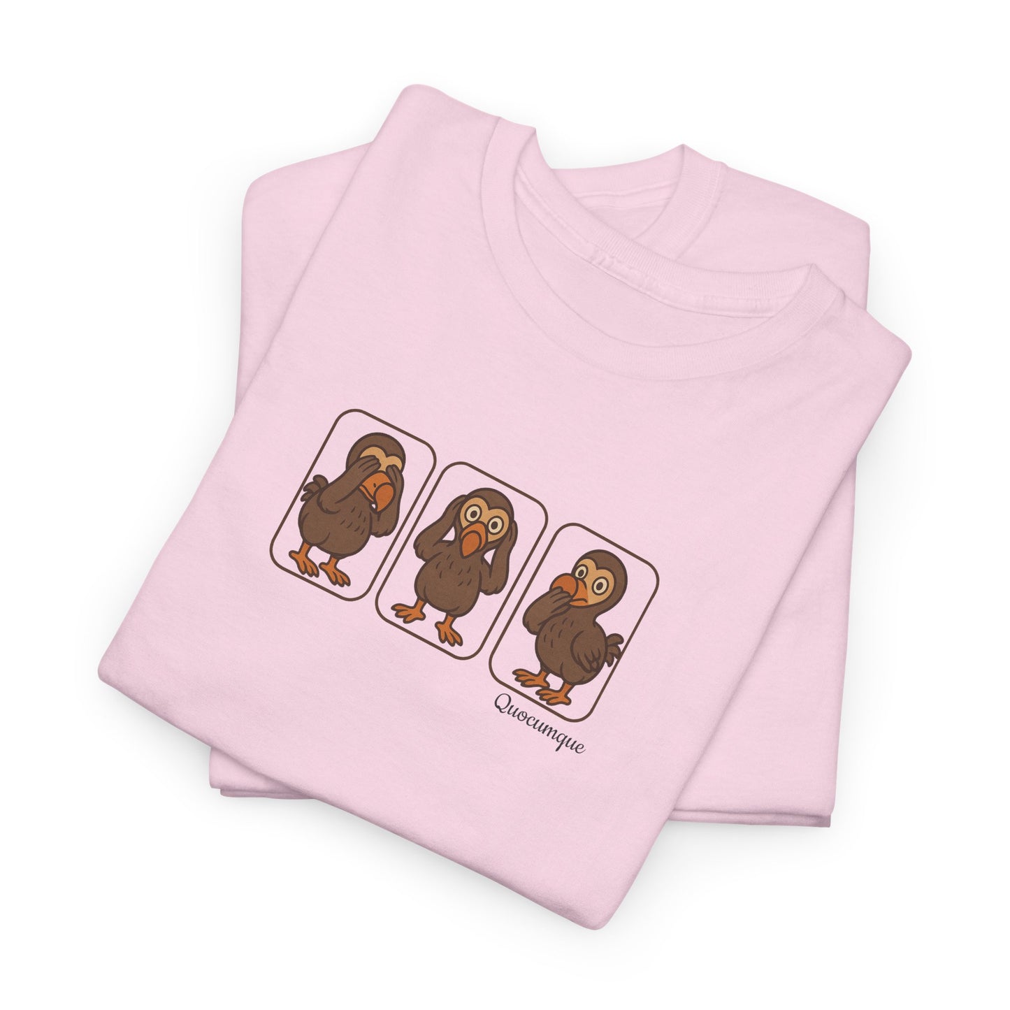 T-shirt Quocumque, "3 Dodos de la Sagesse", Confort, Souvenir Unique, Cadeau, Unisexe, Délicatesse, Homme, Femme, Adulte, Sportif, Liberté, Détente