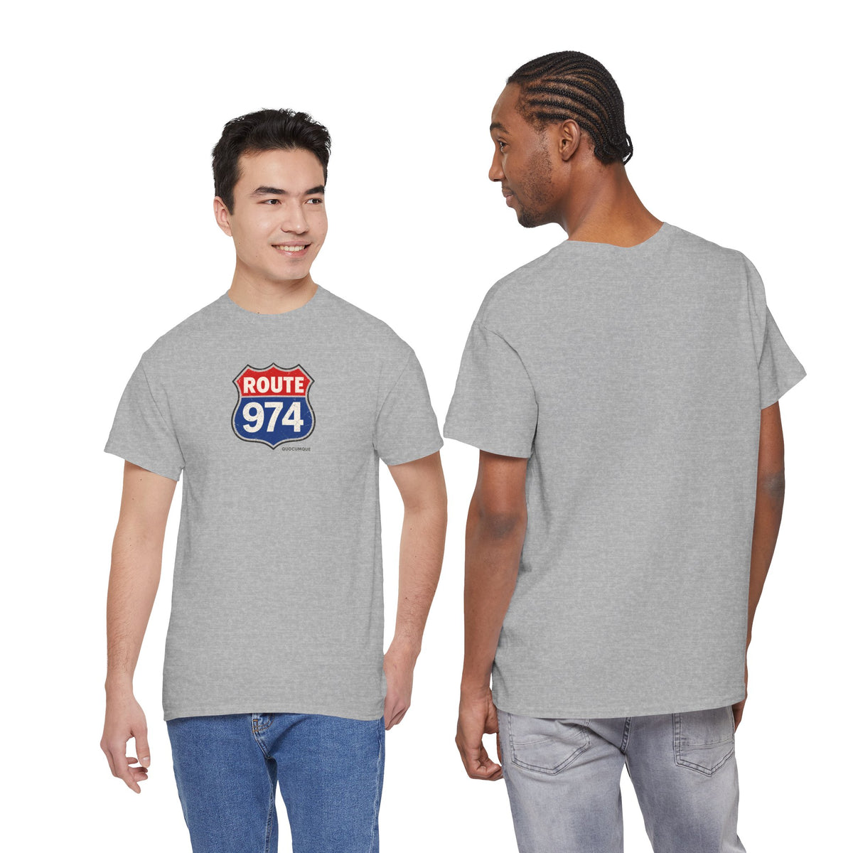 T-shirt "Route 974", Exotisme, Destination Île de La Réunion, Confort Coton, Sobre, Elégant, Souvenir Unique, Cadeau, Unisexe, Esprit Voyageur