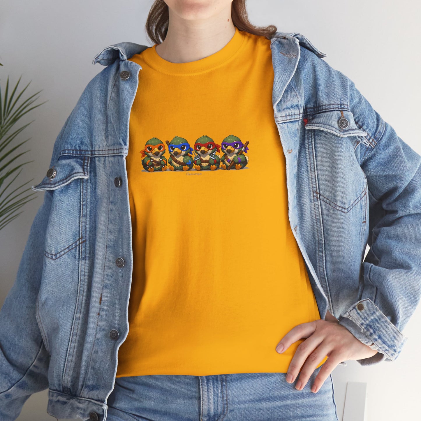 T-shirt Quocumque, " Dodos Ninjas ", Île de La Réunion, Confort Coton, Elégant, Souvenir Unique, Cadeau, Unisexe, Esprit Voyageur, Créole, Bourbon