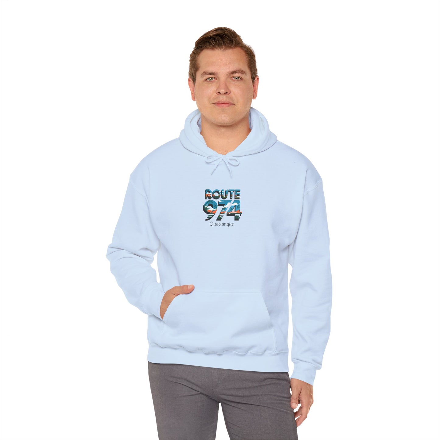 Sweat-Shirt à Capuche Collection " Route 974", Exotisme, Adulte, Homme, Femme, Sportive, Sportif, Décontracté, Classique, Destination La Réunion