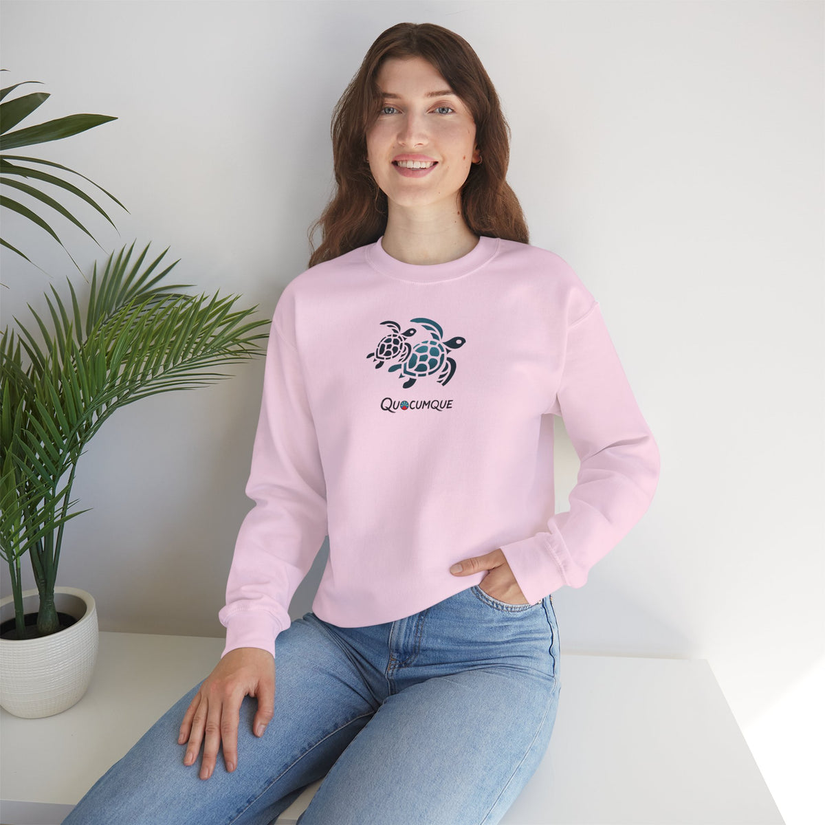 Sweat Quocumque "Tortue Marine", Exotique, Destination Île De La Réunion, Adulte, Homme, Femme, Sportive, Sportif, Décontracté, Drapeau Régional