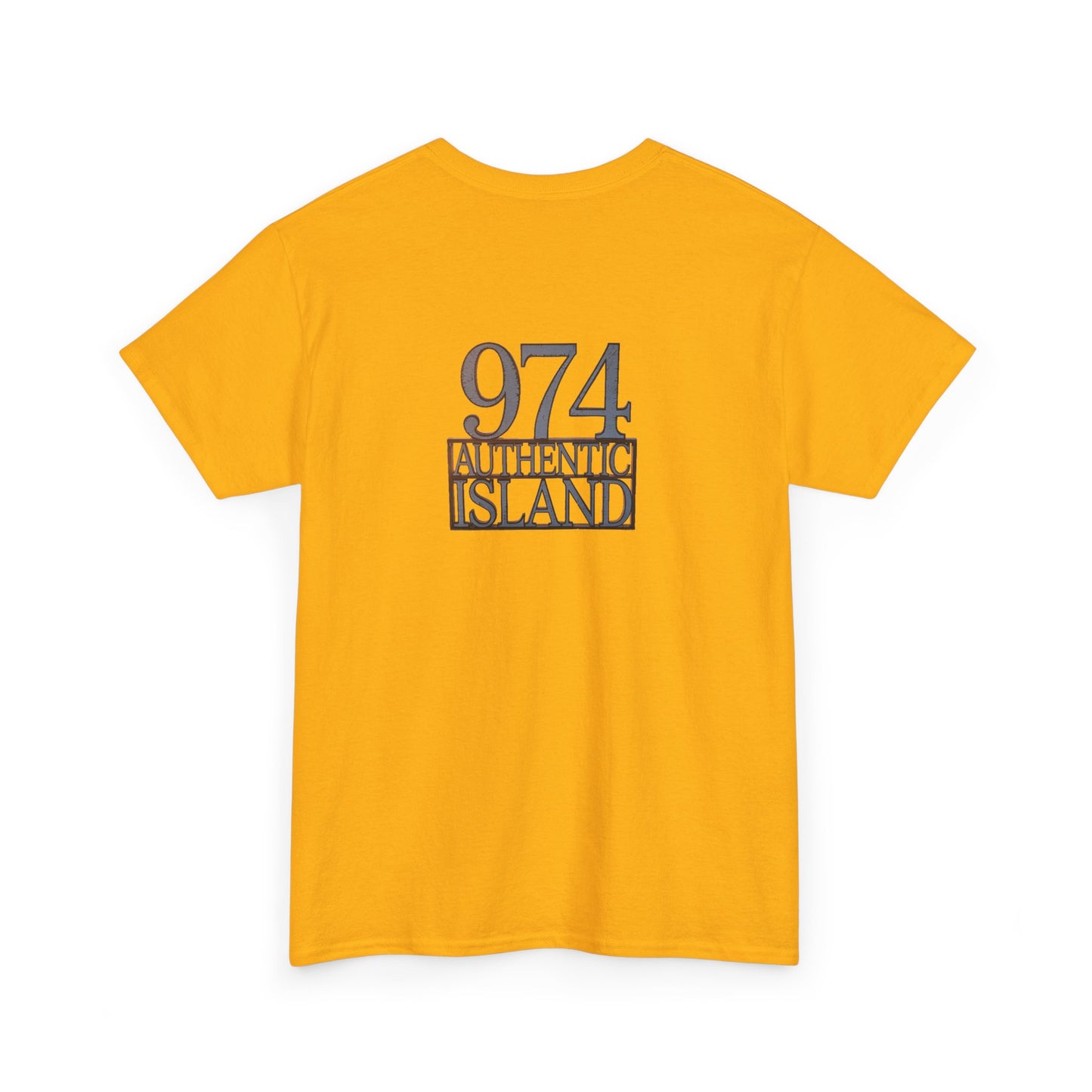 T-shirt "974 Authentic Island", Exotisme, Destination Île de La Réunion, Confort Coton, Sobre, Elégant, Souvenir Unique, Cadeau, Unisexe, Esprit Voyageur