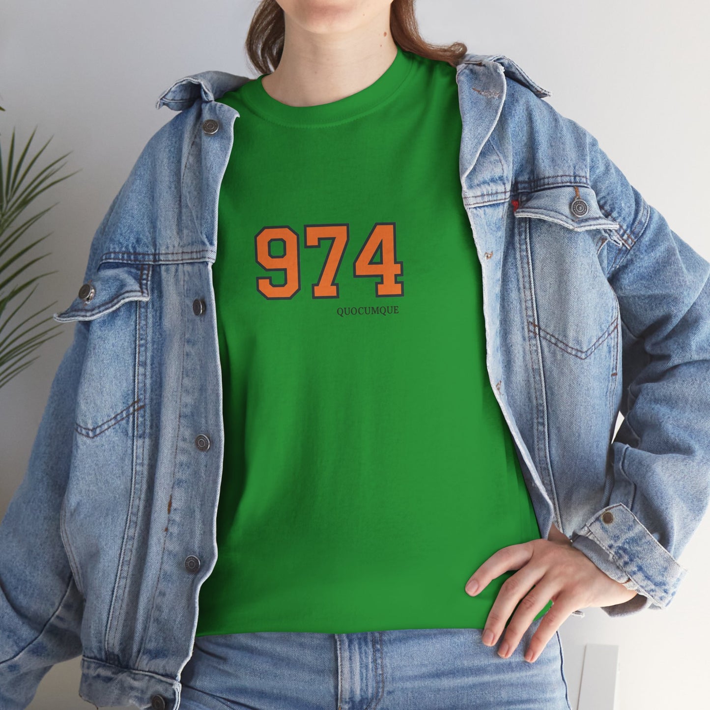 T-shirt " 974 ", Destination Île de La Réunion, Confort Coton, Sobre, Elégant, Souvenir Unique, Vêtement Adulte, Unisexe, Esprit Voyageur