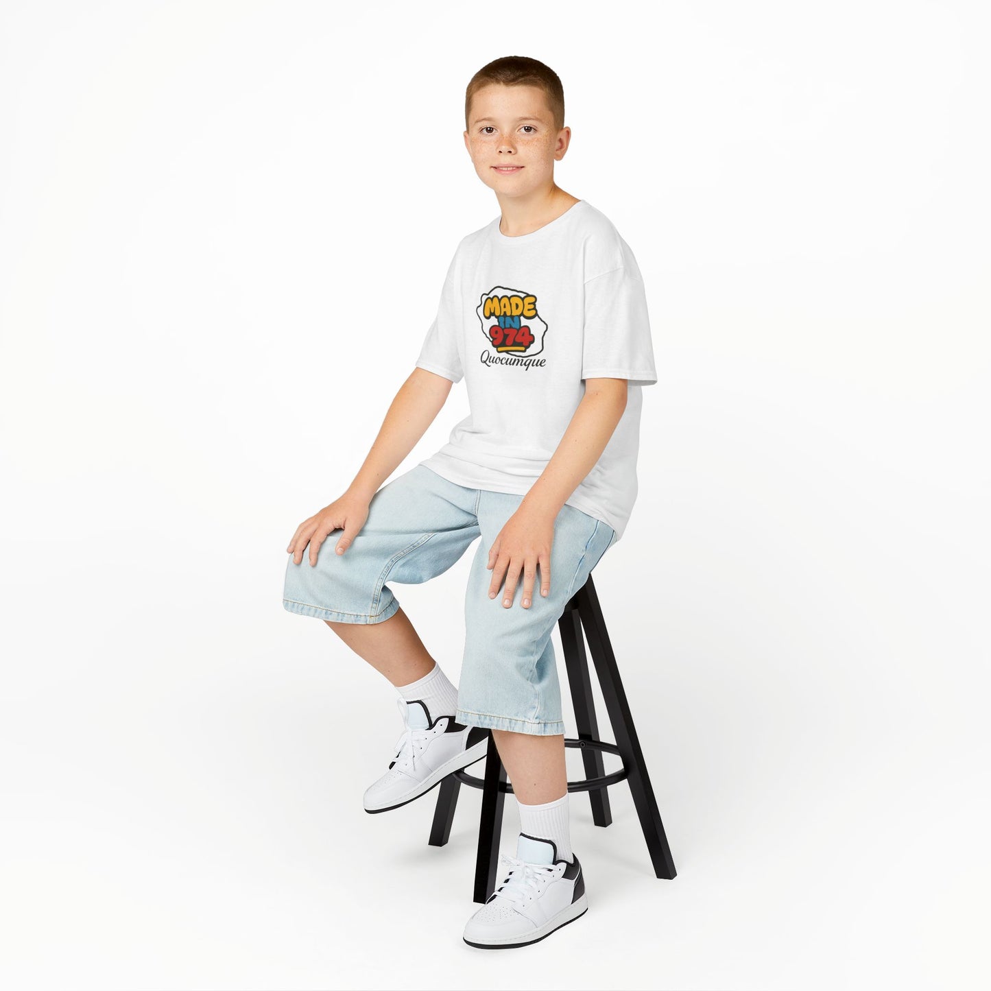 T-shirt "Made in 974", Île de La Réunion, Douceur Coton, Pour les enfants de 5-6 ans( Taille XS), Pour les 7-8 ans( taille S), Pour les 9-10 ans( taille M), Pour les 11-12 ans( taille L), Pour les 13-14 ans( taille XLS)
