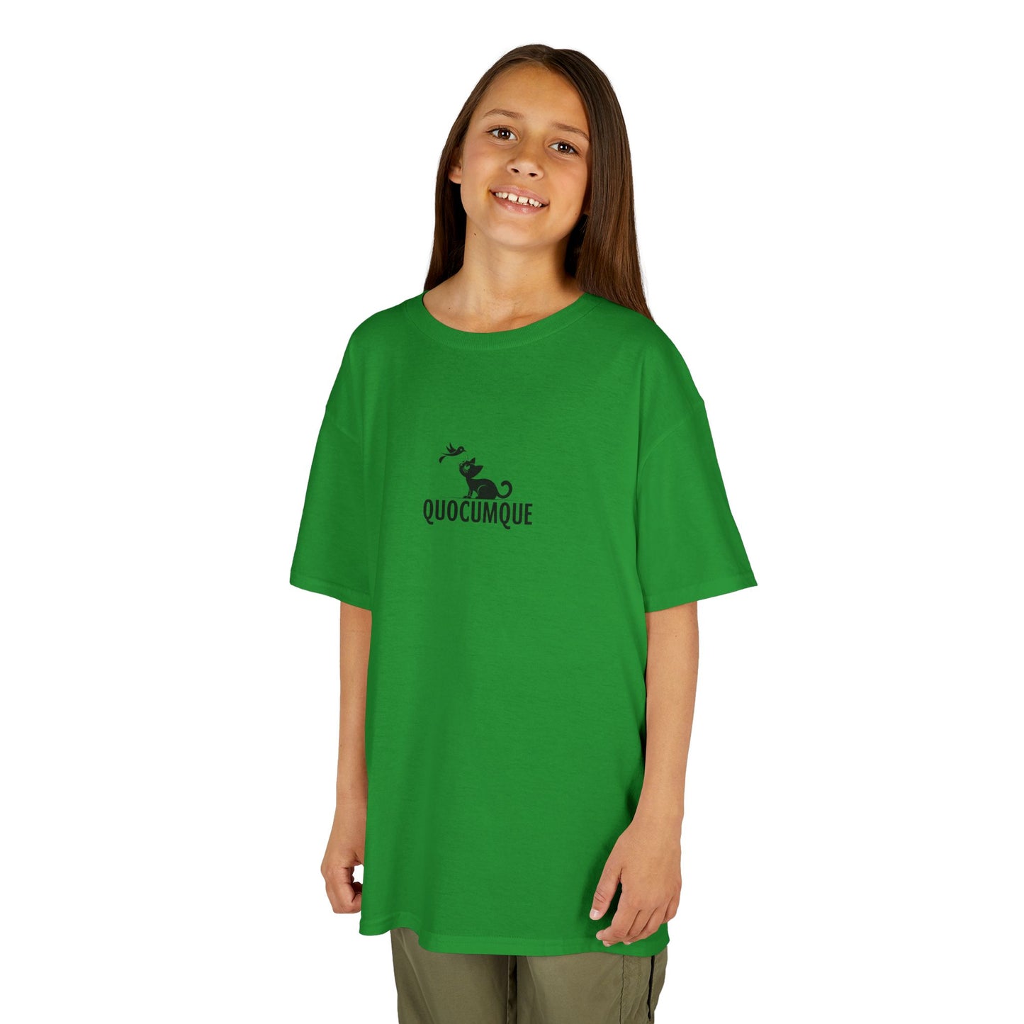 T-shirt Quocumque "Chat Oiseau", Douceur Coton, Pour les enfants de 5-6 ans( Taille XS), Pour les 7-8 ans( taille S), Pour les 9-10 ans( taille M), Pour les 11-12 ans( taille L), Pour les 13-14 ans( taille XL)