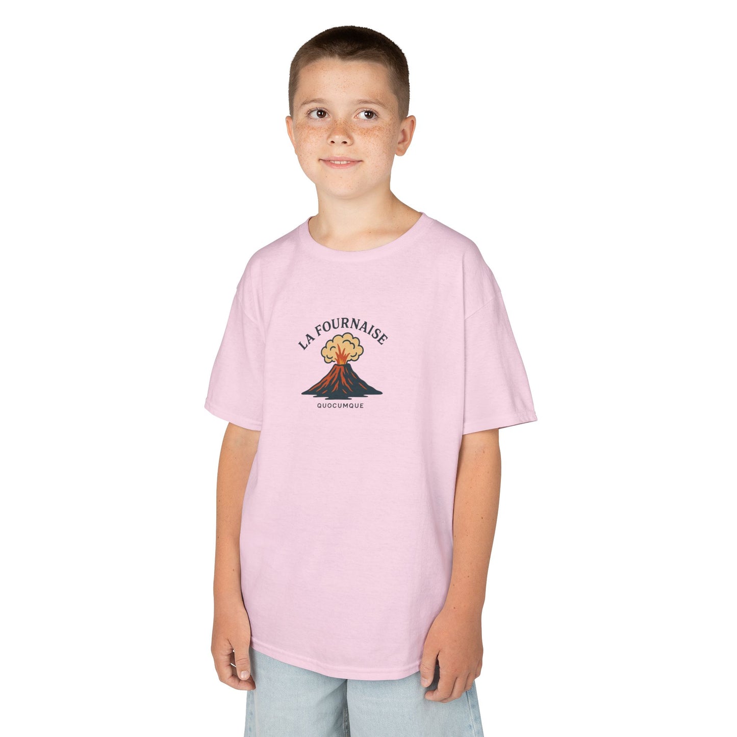 T-shirt Quocumque, "La Fournaise, volcan, Douceur Coton, Style Unique, Cadeau Parfait, Vêtement Enfant et Jeune Adolescent, Marmaille, Océan Indien
