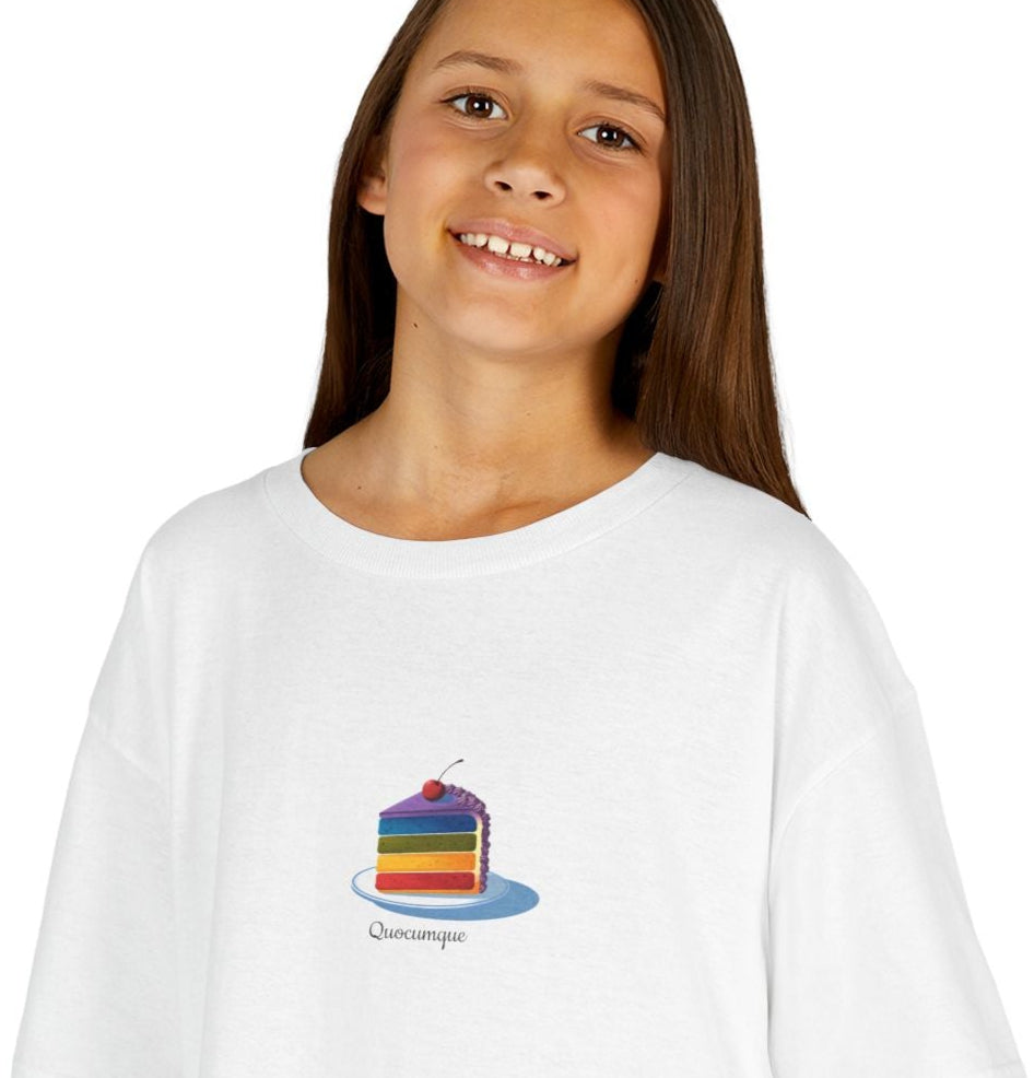 T-shirt Quocumque " Gâteau", Douceur Coton, Pour les enfants de 5-6 ans( Taille XS), Pour les 7-8 ans( taille S), Pour les 9-10 ans( taille M), Pour les 11-12 ans( taille L), Pour les 13-14 ans(taille XL)
