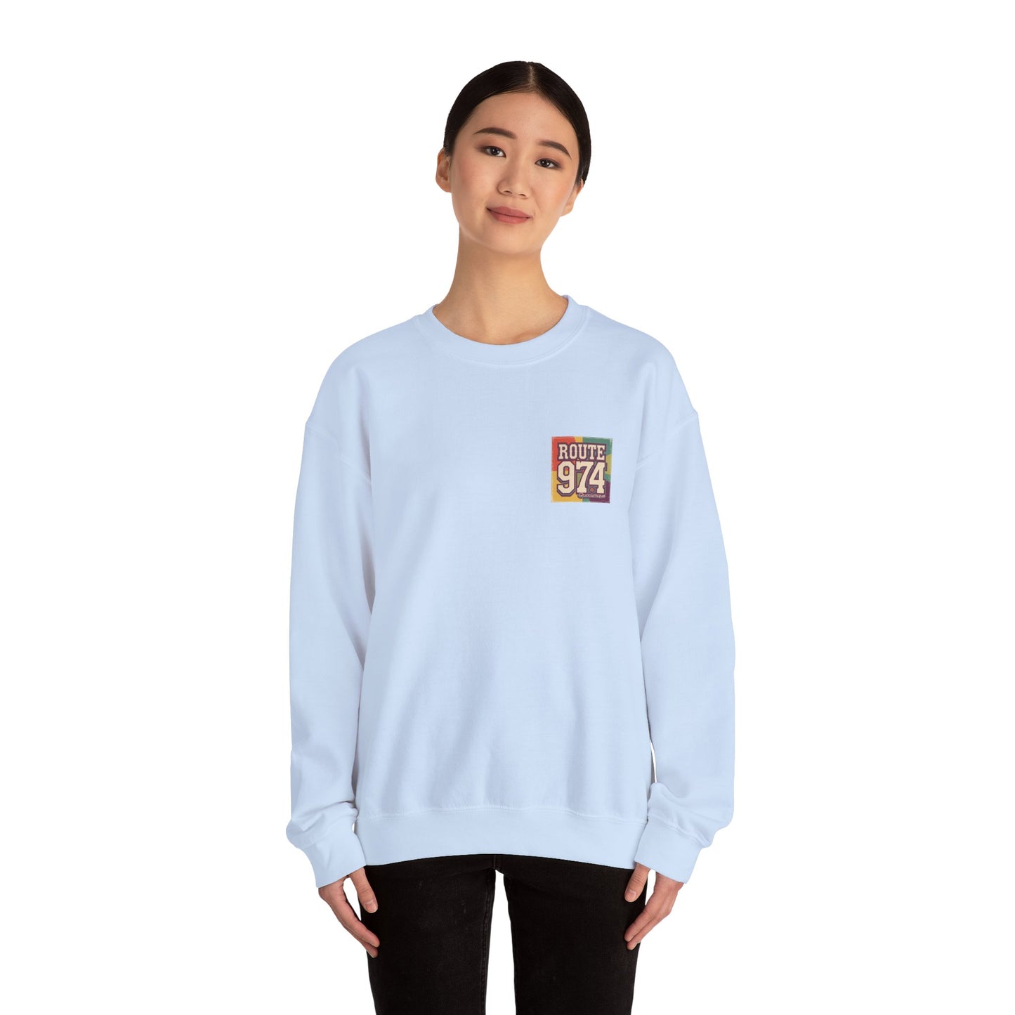 Sweat-Shirt Quocumque "Route 974", Période Hippies, Destination l'Île De La Réunion, Adulte, Homme, Femme, Sportive, Sportif, Décontracté, Élégant, Classique,