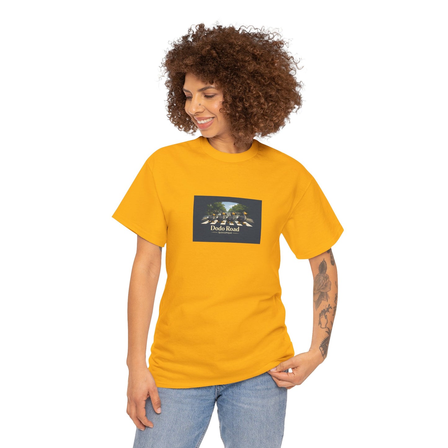 T-shirt "Dodo Road", Île de La Réunion", Confort Coton, Sobre, Elégant, Souvenir Unique, Cadeau, Unisexe, Esprit Voyageur