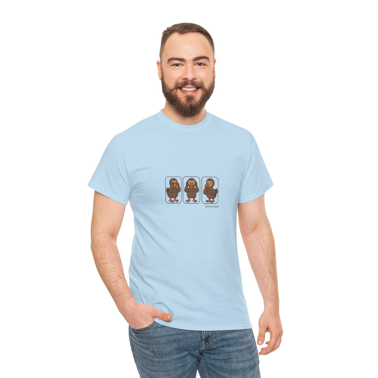 T-shirt Quocumque, "3 Dodos de la Sagesse", Confort, Souvenir Unique, Cadeau, Unisexe, Délicatesse, Homme, Femme, Adulte, Sportif, Liberté, Détente