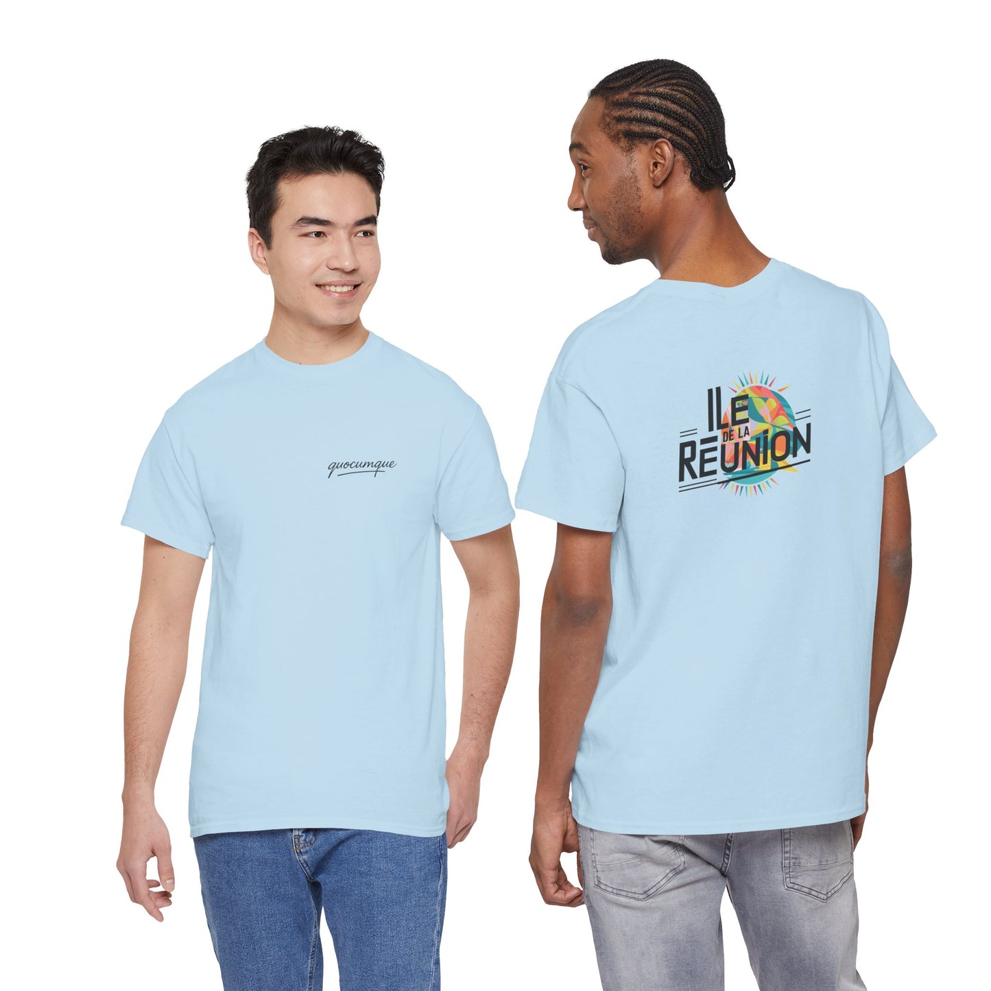 T-shirt "Île de La Réunion", Confort Coton, Sobre, Elégant, Souvenir Unique, Cadeau, Unisexe, Esprit Voyageur, Adulte